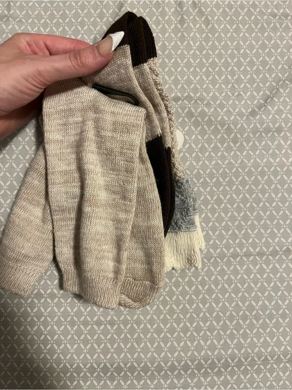 Size 4-10, NWT, Women's Casual Boot Socks - Cream, Gray & Brown (2 Pack)